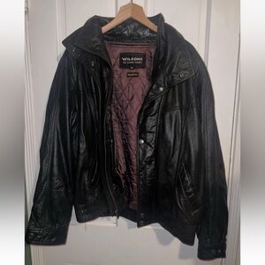 Vintage Wilsons Black Leather Motorcycle Jacket Heavy Biker Punk Mens Coat XL